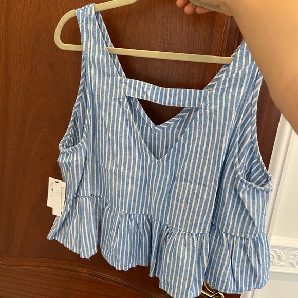 Abound Blue and white stripe tank with open back - Picture 2 of 8